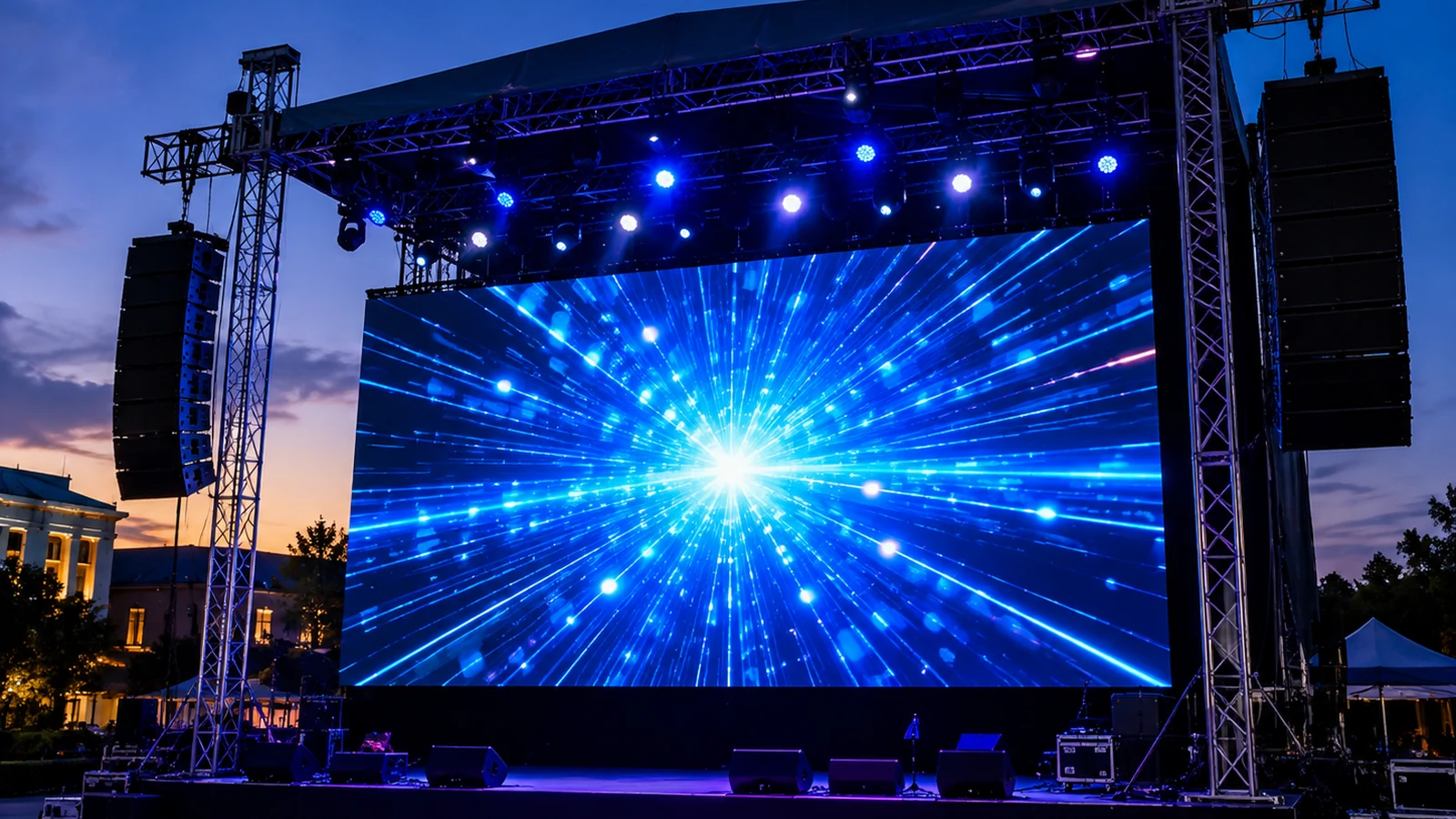 Large LED video screen at a conference
